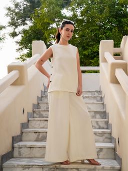 SAY - Cotton Blend Round Neck Co-Ord Set for Women