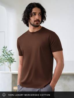 The Souled Store - Cloudknit: Rich Brown Men Relaxed Fit T-Shirts
