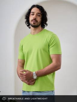 The Souled Store - CloudKnit: Meadow Green Men Relaxed Fit T-Shirts