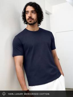 The Souled Store - CloudKnit: Midnight Blue Men Relaxed Fit T-Shirts