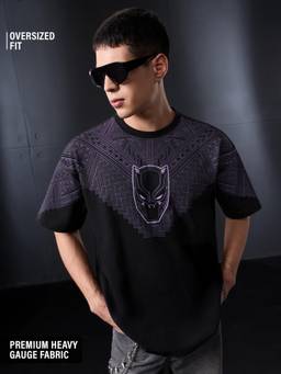 The Souled Store - Official Marvel Black Panther: Royal Energy Men Oversized T-Shirts