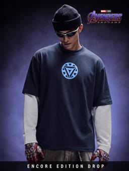 The Souled Store - Official Marvel Endgame: Reactor Core Men Oversized Full Sleeve T-Shirts