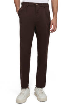 ColorPlus - Comfort Fit Solid Dark Brown Trouser