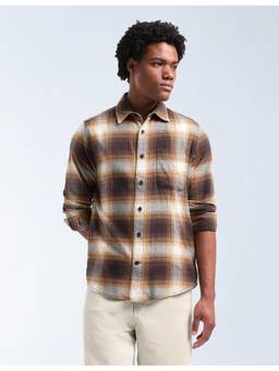 Flying Machine - Mens Plaid Checked Twill Shirt