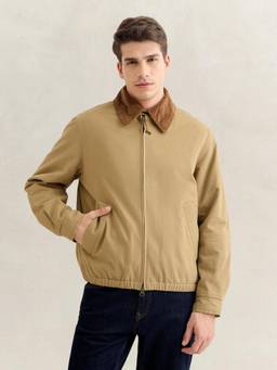 GANT - Men Khaki Regular Fit Solid Moleskin Harrington Jacket