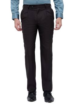 Park Avenue - Comfort Fit Solid Dark Brown Trouser
