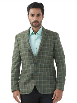 Raymond - Regular Checkered Dark Green Blazer