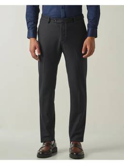 Reid & Taylor - Mens Solid Poly Viscose Elastane Regular Fit Formal Trousers