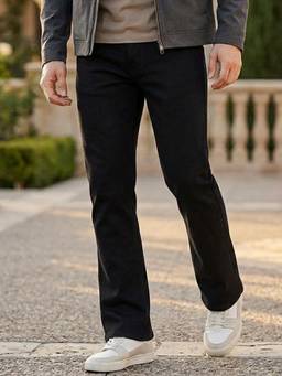Urbano Fashion - Mens Black Washed Bootcut Jeans Stretchable
