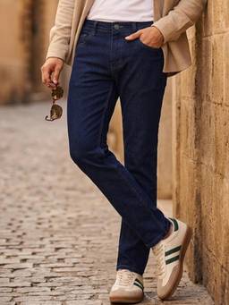 Urbano Fashion - Mens Dark Blue Slim Fit Denim Jeans Stretchable