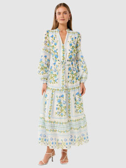 Forever New - White Tara Floral Printed Midi Dress with Belt (Set of 2)