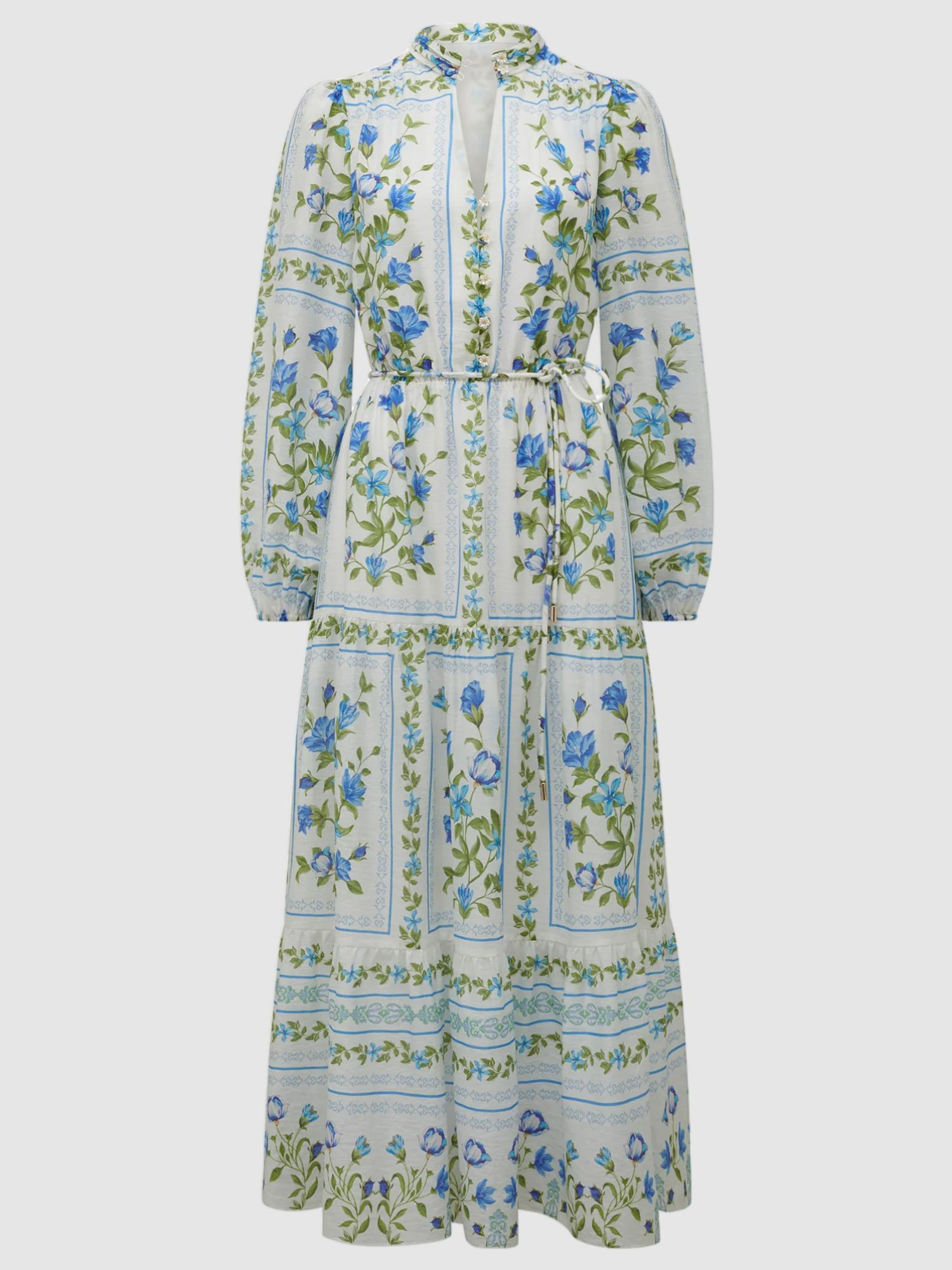 Buy Forever New White Tara Floral Printed Midi Dress with Belt