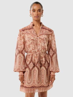 Forever New - Beige Sonny Petite Floral Printed Mini Dress with Belt (Set of 2)