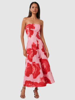 Forever New - Multi-Color Strapless Floral Printed Midi Dress with Detachable Strap (Set of 3)