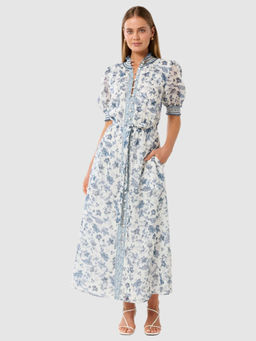 Forever New - White Rochelle Floral Short Sleeve Midi Dress with Belt (Set of 2)