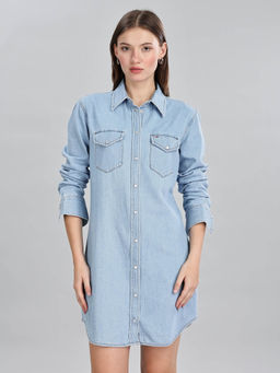 Tommy Hilfiger - Womens Blue Solid Dress