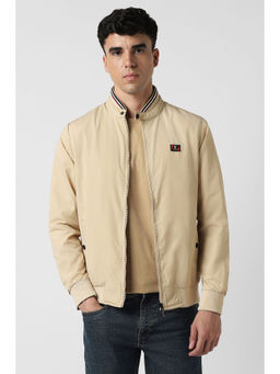 Van Heusen - Men Beige Solid Bomber Jacket