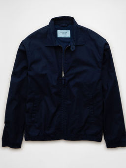 American Eagle - Men Navy Blue Linen-Blend Club Bomber Jacket