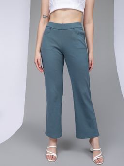 Xpose - Women Hydro Ribbed Wide Leg High-Rise Trousers
