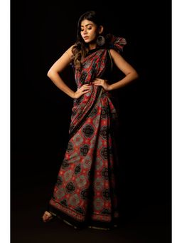 Unnati Silks - Red Pure Mulmul Soft Cotton Saree with Unstitched Blouse