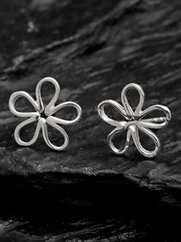 Karatcart - Kunuz 925 Sterling Silver Floral Stud Earrings for Women