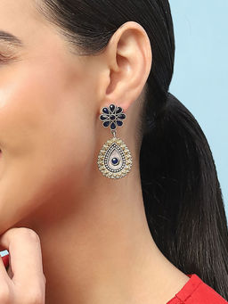 Biba - Women Navy Blue Brass Earrings