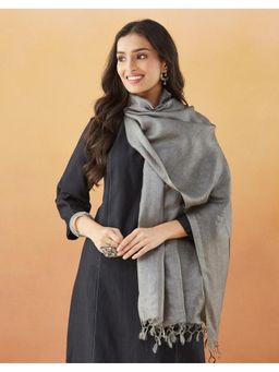 Fabindia - Grey Silk Batik Woven Stole