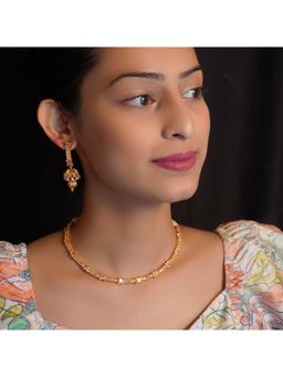 Niscka - Zircon Stones Studded Gold Plated Choker Necklace (Set of 2)