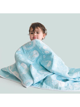 TIDY SLEEP - Unisex Blue Printed Blanket