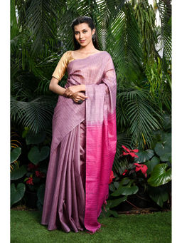 Beatitude - Purple Handwoven Kota Banswara Silk Saree with Unstitched Blouse