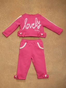 One Friday - Pink Printed Sweatshirt and Track Pant (Set of 2)