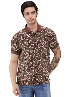 Being Human - Men Brown Polo Neck T-Shirt