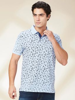 Being Human - Men Light Blue Polo Neck T-Shirt