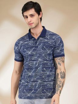 Being Human - Men Midnight Blue Polo Neck T-Shirt