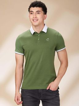 Being Human - Men Olive Polo Neck T-Shirt