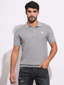 Being Human - Men Grey Polo Neck T-Shirt