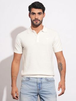 Being Human - Men White Polo Neck T-Shirt