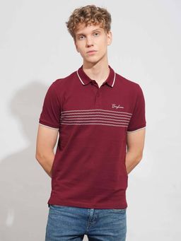 Being Human - Men Wine Polo Neck T-Shirt