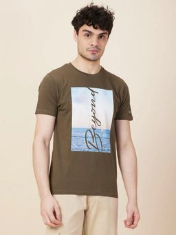 Being Human - Men Olive Crew Neck T-Shirt