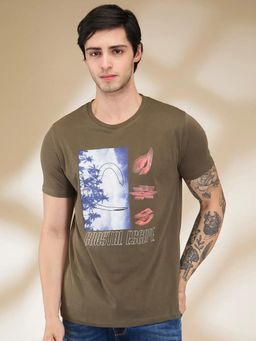 Being Human - Men Olive Crew Neck T-Shirt