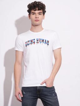 Being Human - Men White Crew Neck T-Shirt