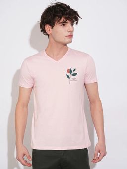 Being Human - Men Pink Crew Neck T-Shirt