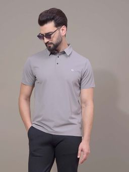 CRIMSOUNE CLUB - Men Grey Polo T-Shirt