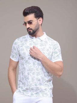 CRIMSOUNE CLUB - Men Green Printed Polo T-Shirt