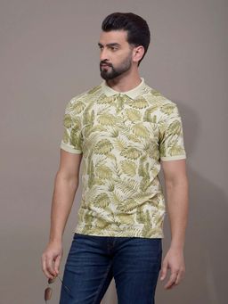 CRIMSOUNE CLUB - Men Green Print Polo T-Shirt