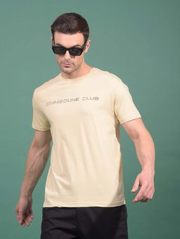 CRIMSOUNE CLUB - Men Cream Solid T-Shirt