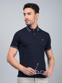 CRIMSOUNE CLUB - Men Navy Blue Polo T-Shirt