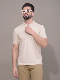 CRIMSOUNE CLUB - Men Beige Polo T-Shirt