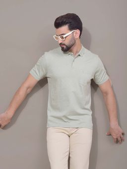 CRIMSOUNE CLUB - Men Green Printed Pure Cotton Polo T-Shirt