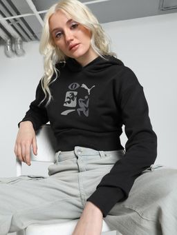 Puma - Classics Artisanal Relaxed Fit Womens Black Hoodie